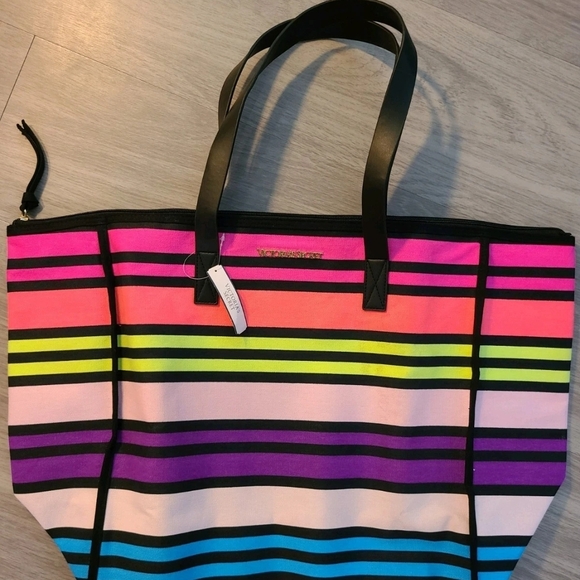 Victoria's Secret Handbags - *NWT* Victoria's Secret Multicolor Striped Tote Bag